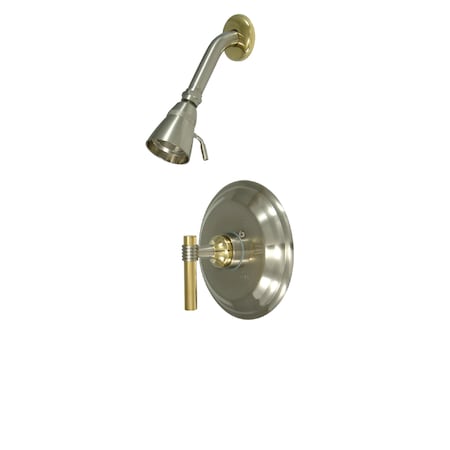 Kingston Brass Shower Faucet, 2, Wall Mount, Brushed Nickel/Polished Brass KB2639MLSO